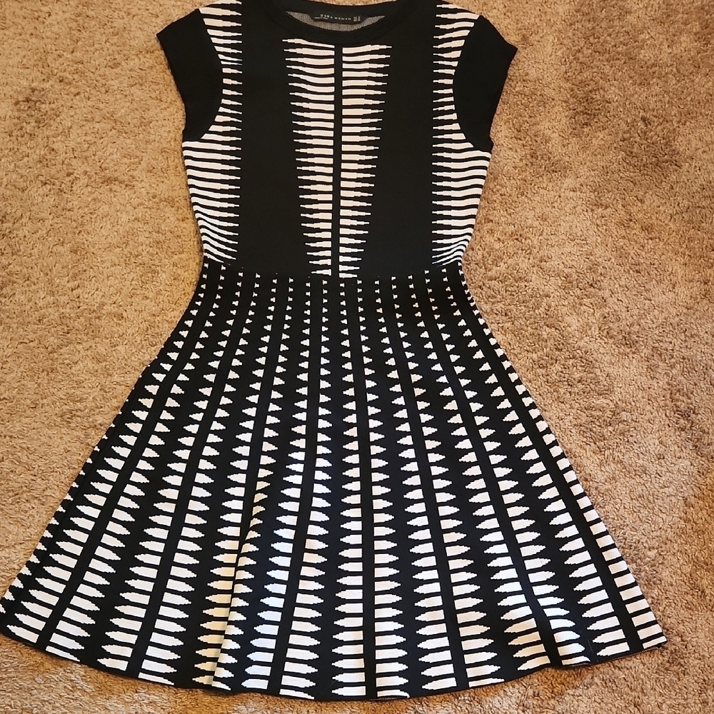 Zara Black and White Knit Dress
